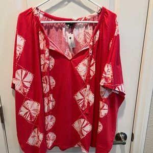 Lane Bryant , brand new , never worn orange/red & white print shirt